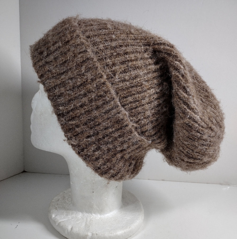 Cozy Brown Knit Slouchy Beanie